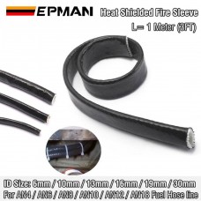 EPMAN High Temperature Heat AN4-AN18 Black Fire Sleeve Fire Braid Flame Shield 1M ID:6mm-30mm Or 1/4"-9/8" EP-FHGAN